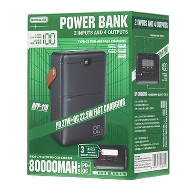 Power Bank зі швидкою зарядкою REMAX RPP-118 чорний 80000 mAh