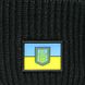 Шапка в'язана на флісі з прапором України та Тризубом Чорна